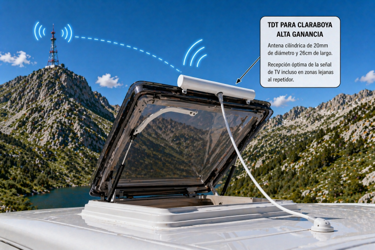 Autocaravana con antena TDT y conectividad completa